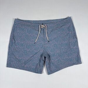 Faherty Board Shorts Mens 42 Blue Floral Stretch Swim Trunks Coastal Beach